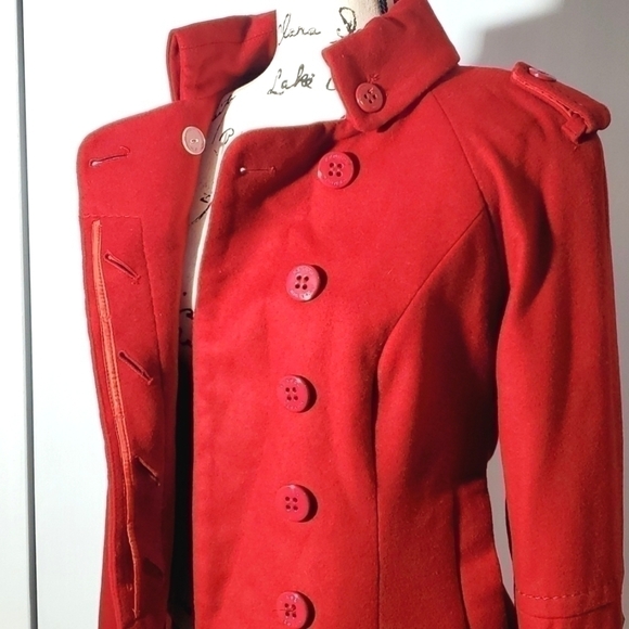 KENSOL- Womens Red Wool/Silk Blend Edgy Chic Jacket Coat New! Sz.Medium - Picture 11 of 14
